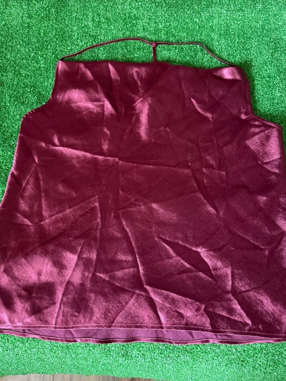 Express Burgundy Sateen T-Back Sleeveless Blouse Y2K Camisole Women’s Top Size L